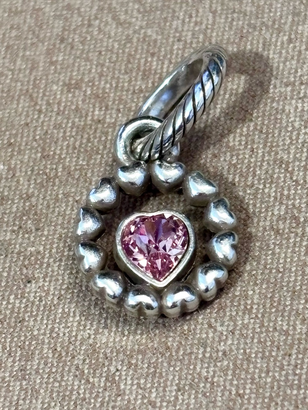 🆕Listing! 🆕 Brighton October Beaded Love charm Pink Tourmaline heart Retired